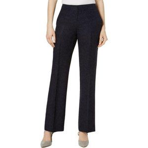 Nine West Womens Navy High Rise Flare Leg Trouser Pants 16 Linen